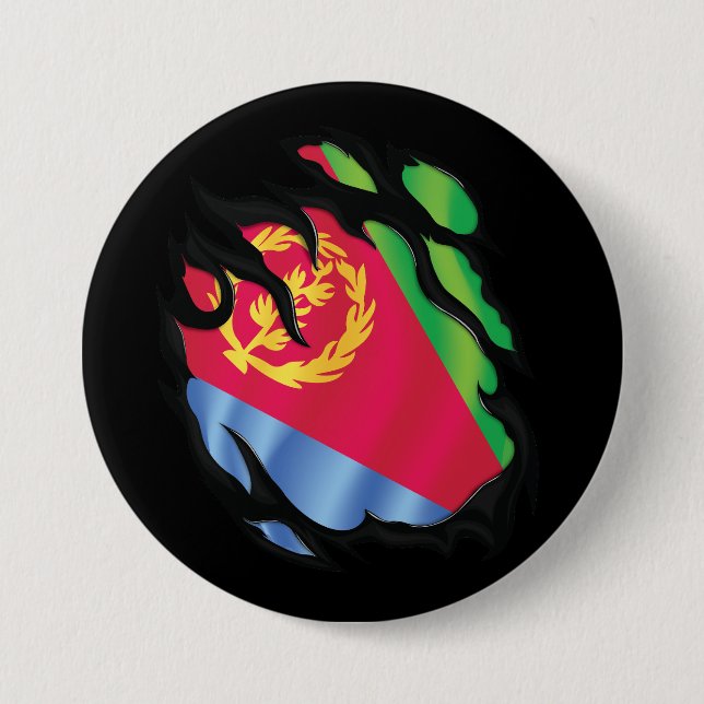Chapa Redonda De 7 Cm Bandera robada de Eritrea (Anverso)