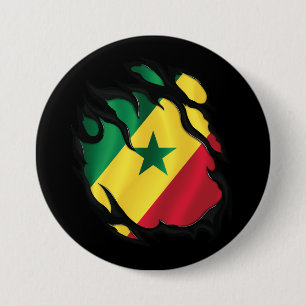 Chapa Redonda De 7 Cm Bandera robada de Senegal