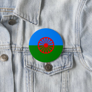 Chapa Redonda De 7 Cm Bandera romaní