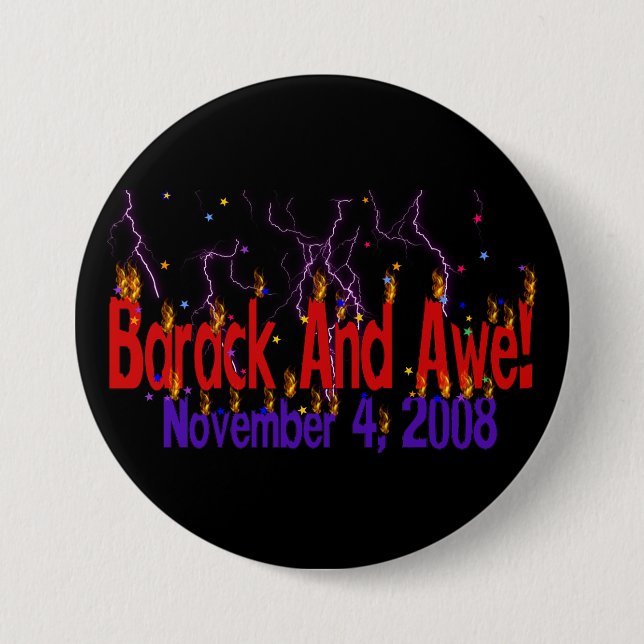 Chapa Redonda De 7 Cm Barack y temor (Anverso)