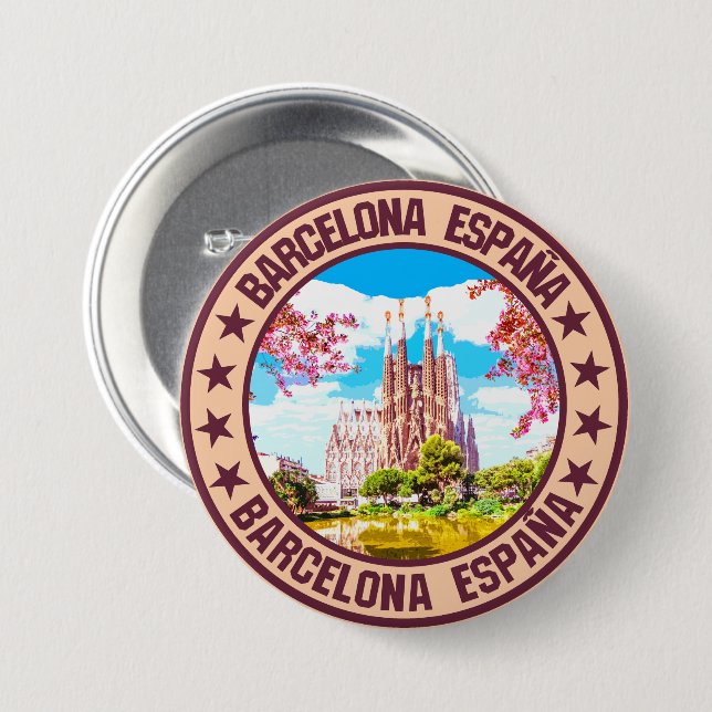 Chapa Redonda De 7 Cm Barcelona (Anverso y reverso)