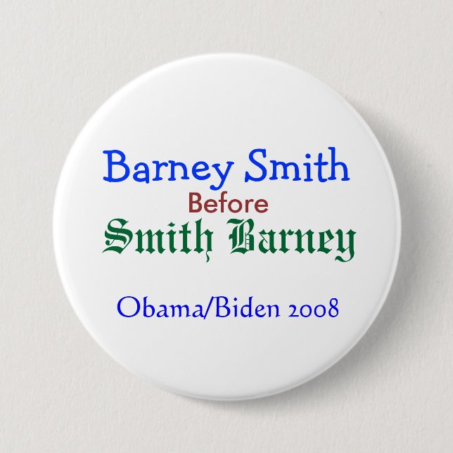 Chapa Redonda De 7 Cm Barney Smith antes de Smith Barney (Anverso)