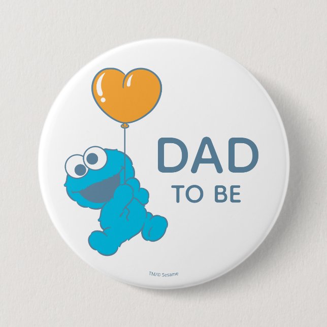 Chapa Redonda De 7 Cm Barrio Sésamo | Cookie Monster Baby Shower Dad (Anverso)
