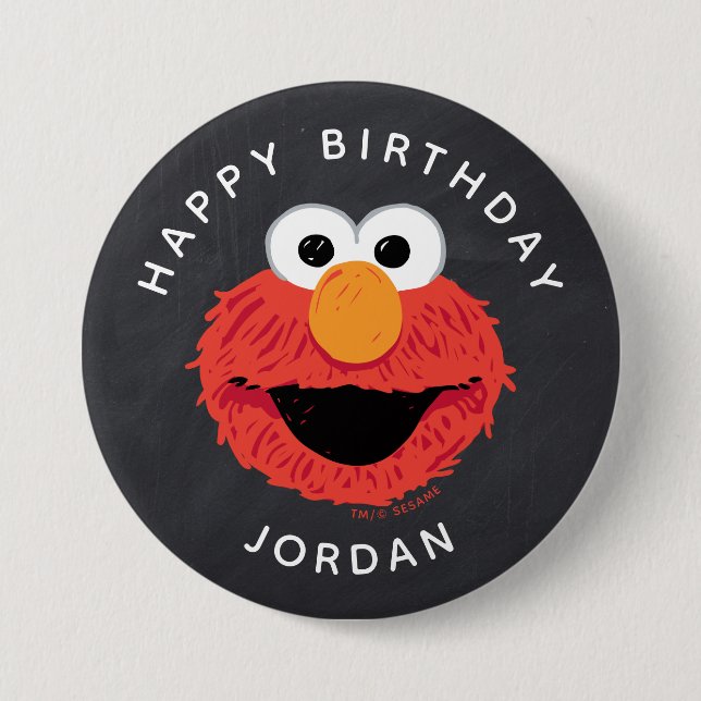 Chapa Redonda De 7 Cm Barrio Sésamo | Elmo Birthday Chalkboard (Anverso)