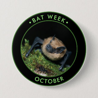 Chapa Redonda De 7 Cm Bat Week, lindo murciélago marrón