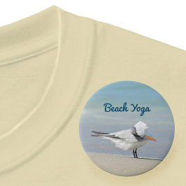 Chapa Redonda De 7 Cm Beach Yoga Royal Tern Funny Bird