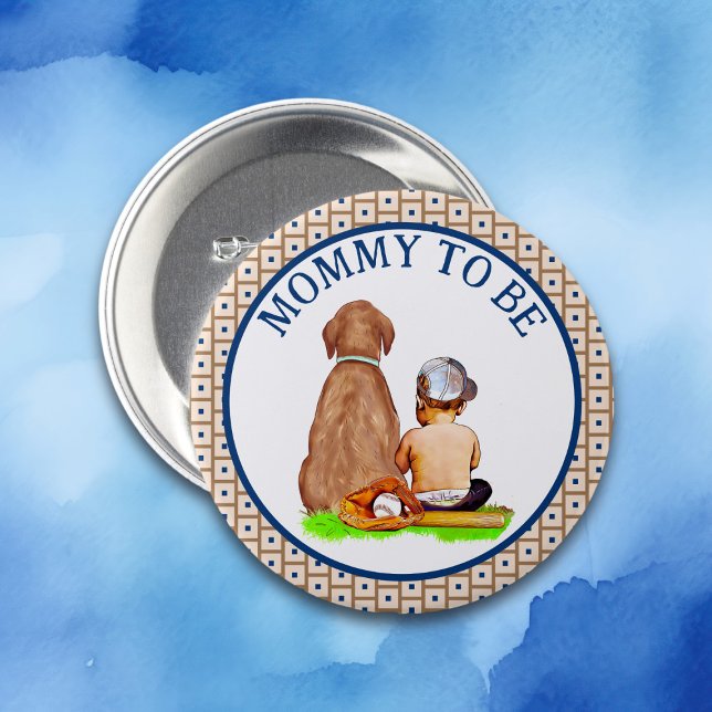 Chapa Redonda De 7 Cm Bebé y perro beisbol Baby Shower Mamá será (Subido por el creador)