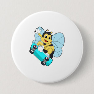 Chapa Redonda De 7 Cm Bee as Skater con Skateboard
