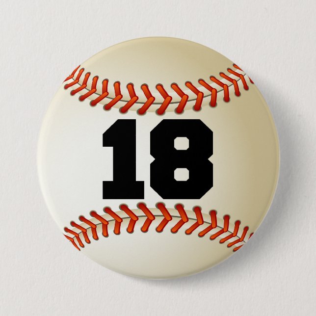 Chapa Redonda De 7 Cm Béisbol del número 18 (Anverso)