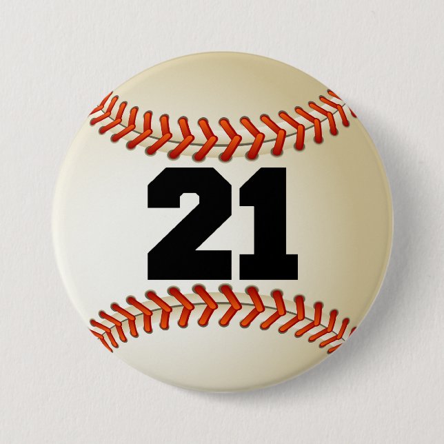 Chapa Redonda De 7 Cm Béisbol del número 21 (Anverso)