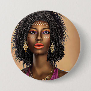 Chapa Redonda De 7 Cm Bella princesa africana negra arte