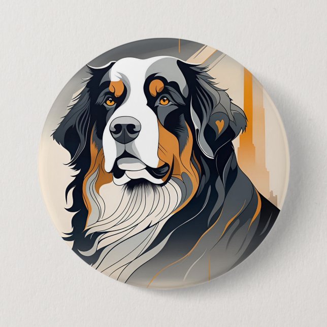 Chapa Redonda De 7 Cm Bernese Mountain Dog (Anverso)