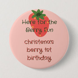 Chapa Redonda De 7 Cm Berry First Birthday Guest
