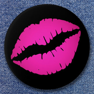 Chapa Redonda De 7 Cm Beso Ombre de negro y rosa caliente