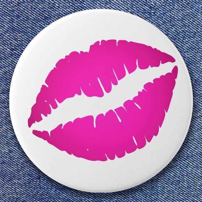 Chapa Redonda De 7 Cm Beso Ombre Rosado Caliente (Hot Pink Kiss Stain Button)