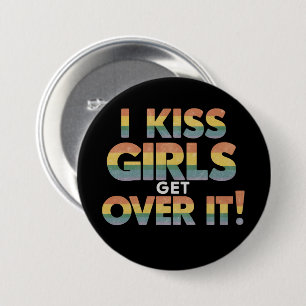 Chapa Redonda De 7 Cm Besos a chicas supera esto divertido lesbianas bis