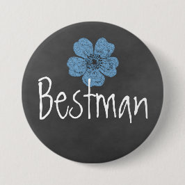 Chapa Redonda De 7 Cm Bestman Wild Blue Rosas Chalkboard