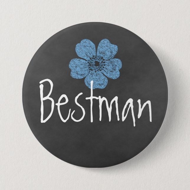 Chapa Redonda De 7 Cm Bestman Wild Blue Rosas Chalkboard (Anverso)