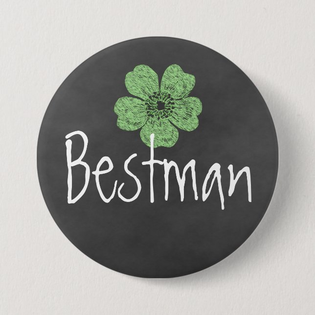 Chapa Redonda De 7 Cm Bestman Wild Green Rosas Chalkboard (Anverso)