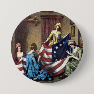 Chapa Redonda De 7 Cm Betsy Ross ondea La Bandera Estadounidense