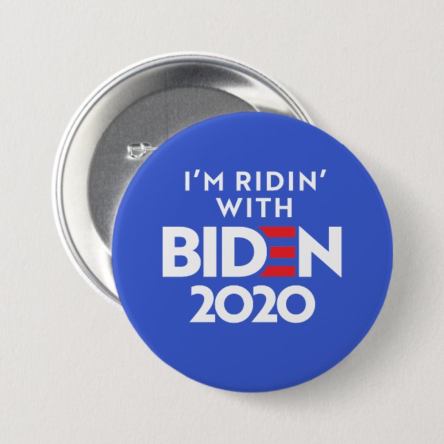 Chapa Redonda De 7 Cm BIDEN 2020 - Ridin con Biden (Anverso y reverso)
