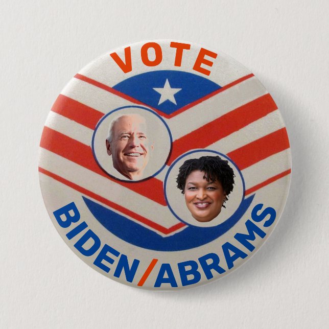 Chapa Redonda De 7 Cm Biden/Abrams (Anverso)
