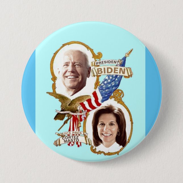 Chapa Redonda De 7 Cm Biden/Cortez Masto 2020 (Anverso)