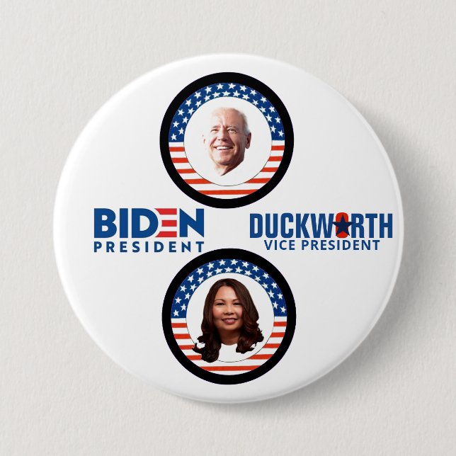 Chapa Redonda De 7 Cm Biden/Duckworth 2020 (Anverso)