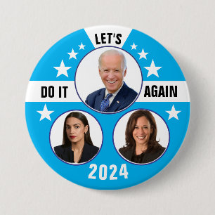 Chapa Redonda De 7 Cm Biden Harris y AOC 2024