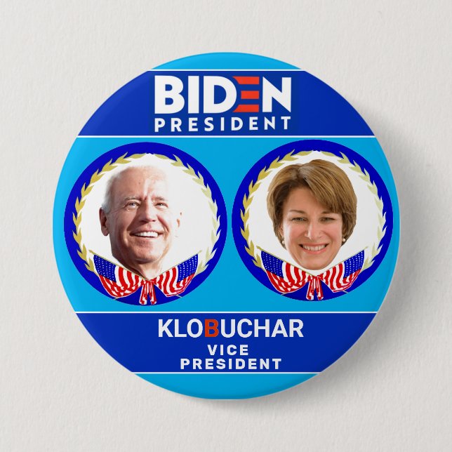 Chapa Redonda De 7 Cm Biden/Klobuchar 2020 (Anverso)