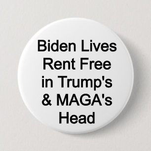 Chapa Redonda De 7 Cm Biden renta gratis en la cabeza de Trump