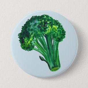 Chapa Redonda De 7 Cm Big Beautiful Broccoli Blue