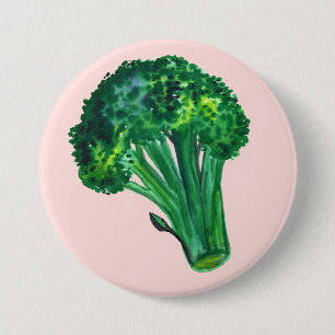 Chapa Redonda De 7 Cm Big Beautiful Broccoli Pink