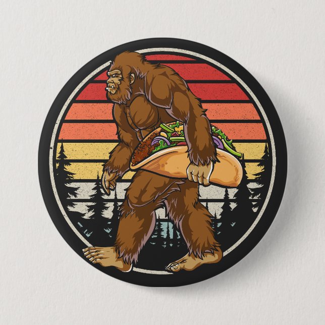 Chapa Redonda De 7 Cm Bigfoot Cargando Ronda de Taco (Anverso)
