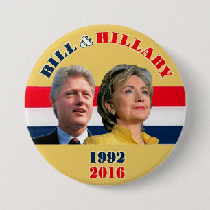 Chapa Redonda De 7 Cm Bill 1992 y Hillary 2016