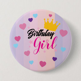 Chapa Redonda De 7 Cm Birthday for little girls