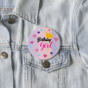Chapa Redonda De 7 Cm Birthday for little girls