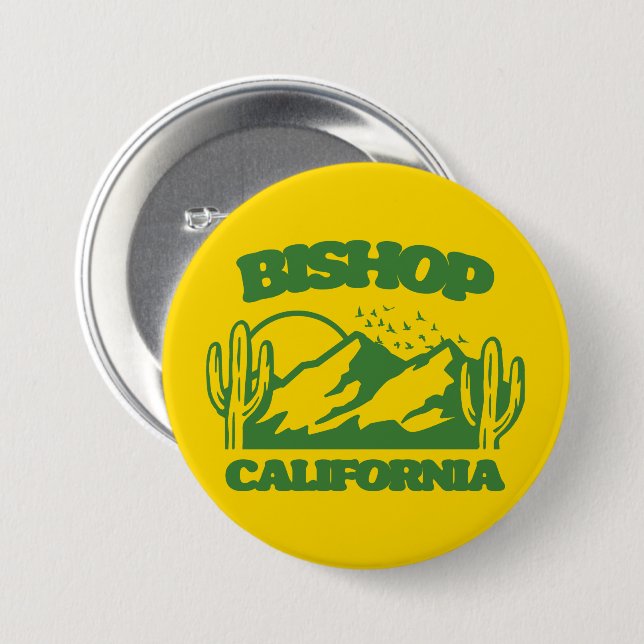 Chapa Redonda De 7 Cm Bishop California (Anverso y reverso)