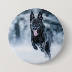 Chapa Redonda De 7 Cm Black German Shepherd in snow Duvet Cover