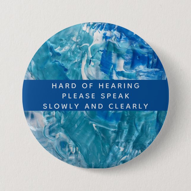 Chapa Redonda De 7 Cm Blanco Verde azulado azul Resumen difícil de escuc (Anverso)