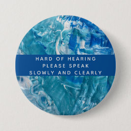 Chapa Redonda De 7 Cm Blanco Verde azulado azul Resumen difícil de escuc