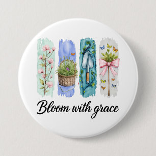 Chapa Redonda De 7 Cm Bloom con arte floral Grace Garden