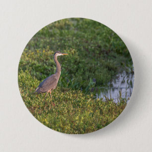 Chapa Redonda De 7 Cm Blue Heron