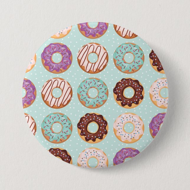 Chapa Redonda De 7 Cm  Blue, Purple, Chocolate Iced Donuts (Anverso)