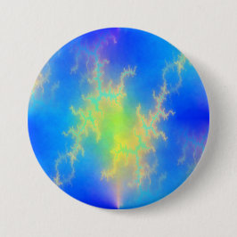 Chapa Redonda De 7 Cm Blue Sky y Golden Yellow Lightning Bolts