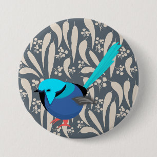 Chapa Redonda De 7 Cm Blue Splendid Fairy Wren