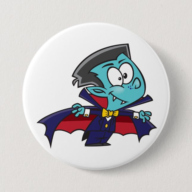 Chapa Redonda De 7 Cm Blue Vampire Boy with Cape Cute Dracula (Anverso)