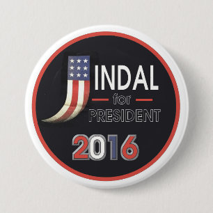 Chapa Redonda De 7 Cm Bobby Jindal para el presidente 2016