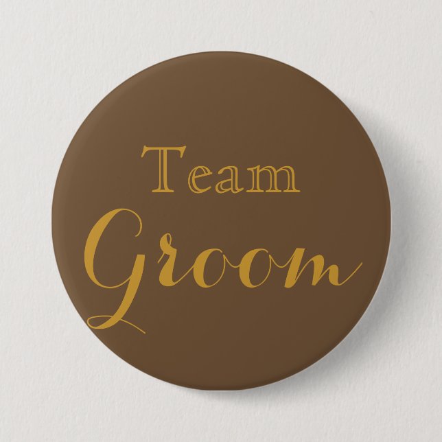 Chapa Redonda De 7 Cm Boda Gold Team Groom (Anverso)