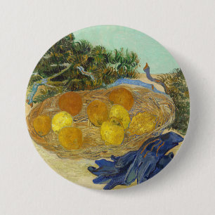 Chapa Redonda De 7 Cm Bodegón de naranjas limones guantes azules de Van